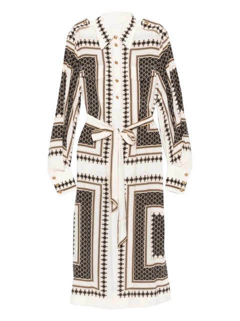 ZIMMERMANN geometric-print belted dress - Neutrals - zdjęcie produktu nr 1