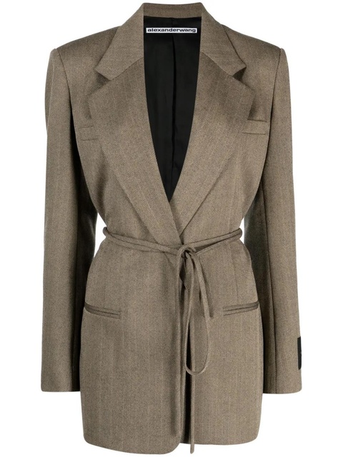 Alexander Wang herringbone wrap wool blazer - Brown - zdjęcie produktu nr 1