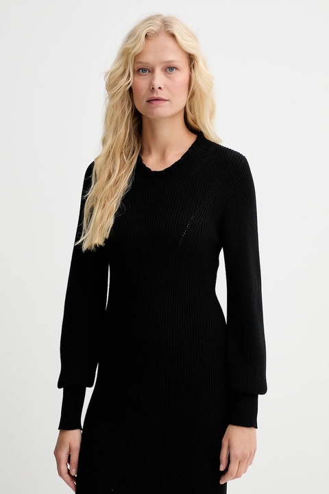 Twinset sukienka z dodatkiem wełny kolor czarny mini dopasowana 252TT3343 - zdjęcie produktu nr 2