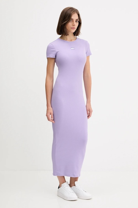 Tommy Jeans sukienka kolor fioletowy midi dopasowana DW0DW20873 - zdjęcie produktu nr 1