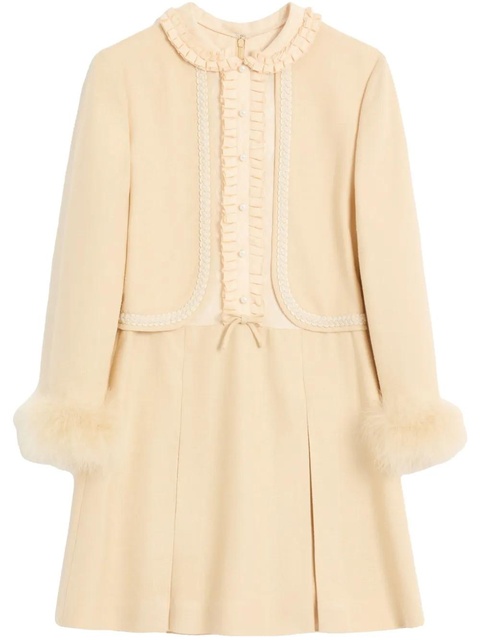 Valentino Garavani feather-trim mini dress - Neutrals - zdjęcie produktu nr 2