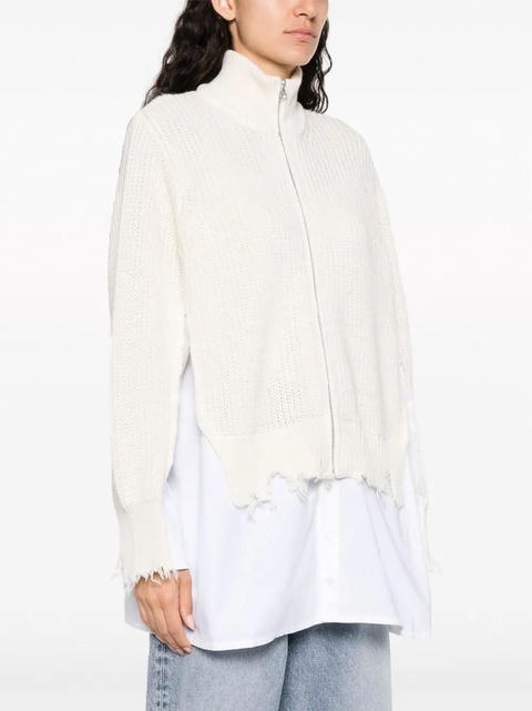 MM6 Maison Margiela distressed-finish shirt-underlayer jumper - White - zdjęcie produktu nr 2