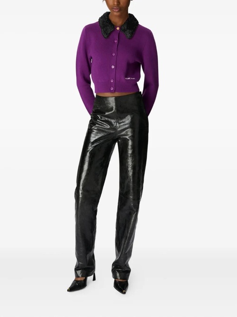 Marine Serre wool cropped cardigan - Purple - zdjęcie produktu nr 1