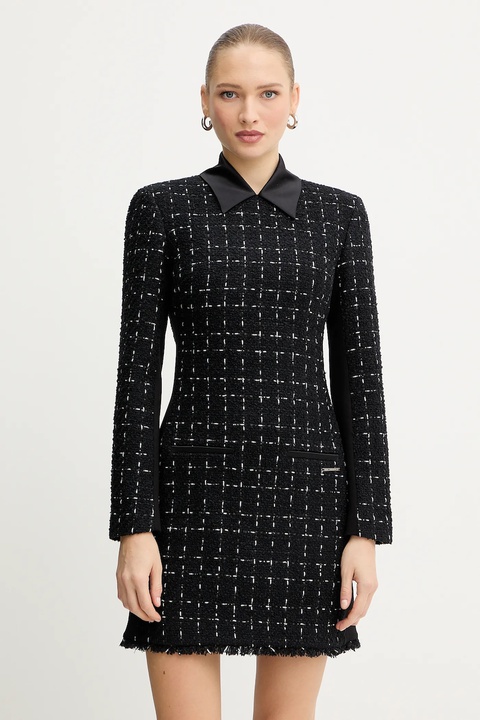 Karl Lagerfeld sukienka z dodatkiem wełny kolor czarny mini prosta A4W13021 - zdjęcie produktu nr 1