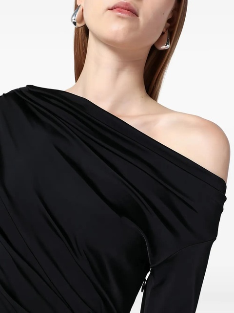 Victoria Beckham long-sleeve draped maxi dress - Black - zdjęcie produktu nr 2