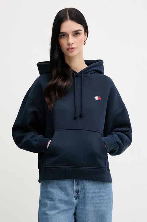 Tommy Jeans bluza bawełniana damska kolor granatowy z kapturem DW0DW19414 - zdjęcie produktu nr 1