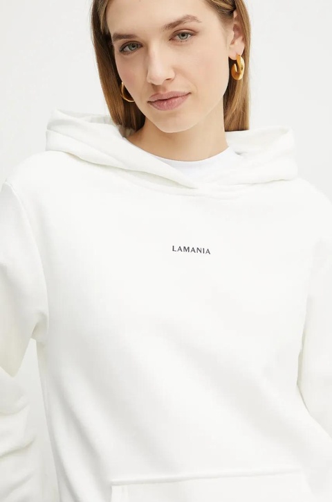 La Mania bluza damska kolor biały z kapturem melanżowa ARIA - zdjęcie produktu nr 2