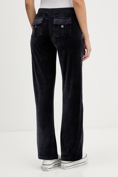 Juicy Couture spodnie dresowe welurowe damskie kolor granatowy z aplikacją JCGBJ225010 - zdjęcie produktu nr 1