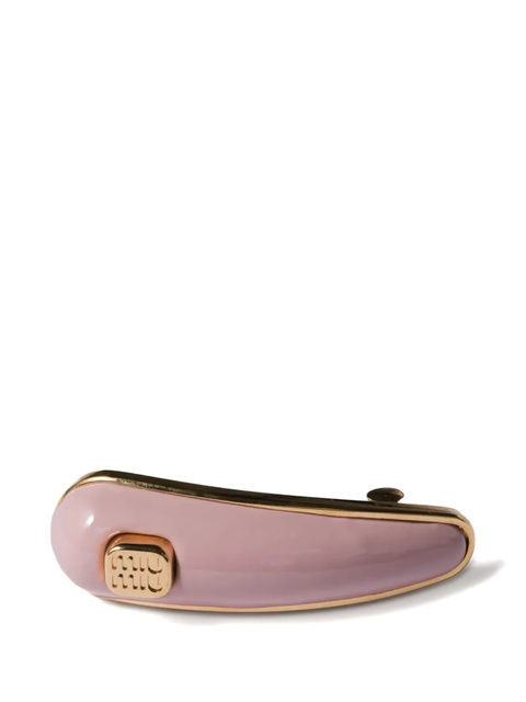 Miu Miu logo-detail leather hair clip - Pink - zdjęcie produktu nr 1