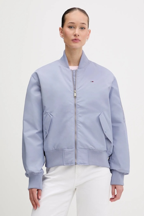 Tommy Jeans kurtka bomber kolor niebieski przejściowa oversize DW0DW22046 - zdjęcie produktu nr 1