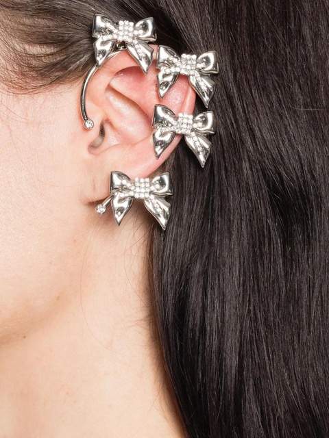 Alessandra Rich bow-embellished ear cuff - Silver - zdjęcie produktu nr 2