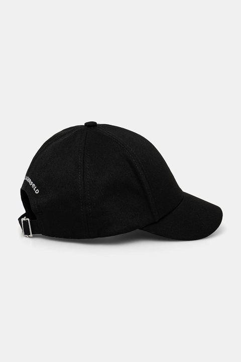 Karl Lagerfeld czapka z daszkiem bawełniana kolor czarny gładka A2W33061 - zdjęcie produktu nr 1