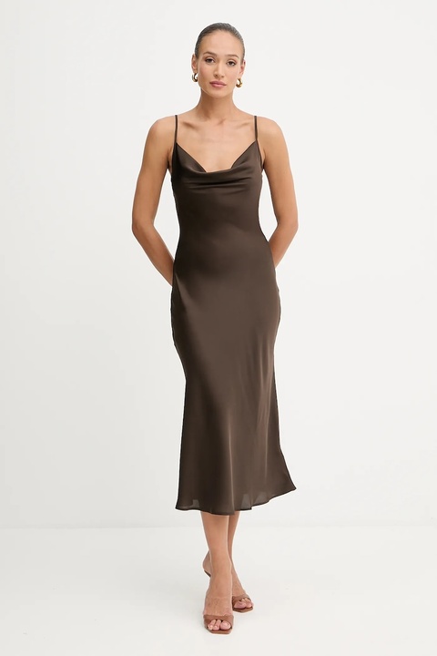 Guess sukienka NEW AKILINA kolor brązowy maxi dopasowana W5GK85 WH9C2 - zdjęcie produktu nr 1