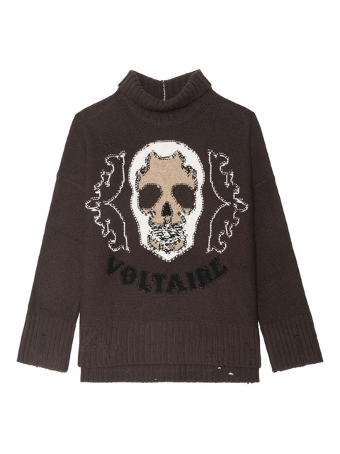 Zadig&Voltaire Bleeza skull-embellished turtleneck sweater - Brown - zdjęcie produktu nr 1