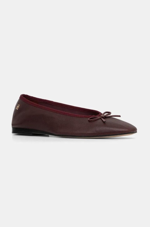 Tommy Hilfiger baleriny skórzane BALLERINA SOFT LEATHER kolor bordowy FW0FW08355 - zdjęcie produktu nr 1