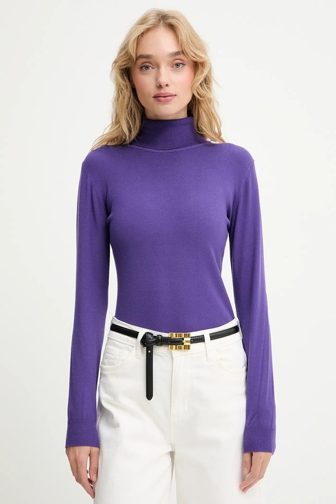 Answear Lab sweter z kaszmirem kolor fioletowy lekki z golfem - zdjęcie produktu nr 1