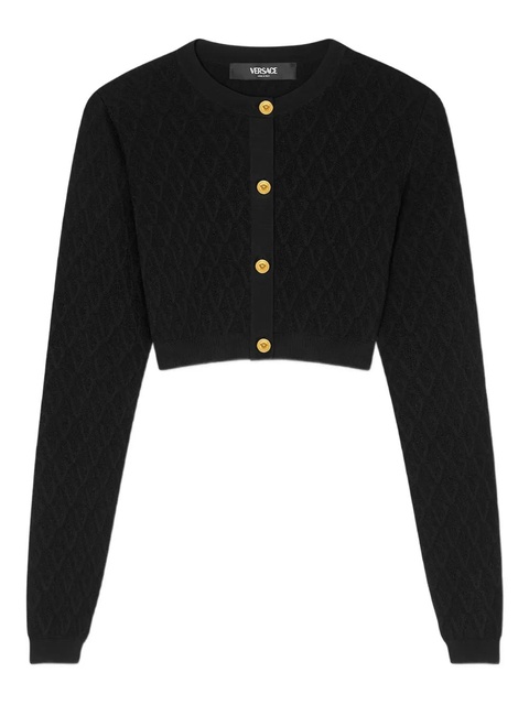 Versace geometric-pattern cropped cardigan - Black - zdjęcie produktu nr 1