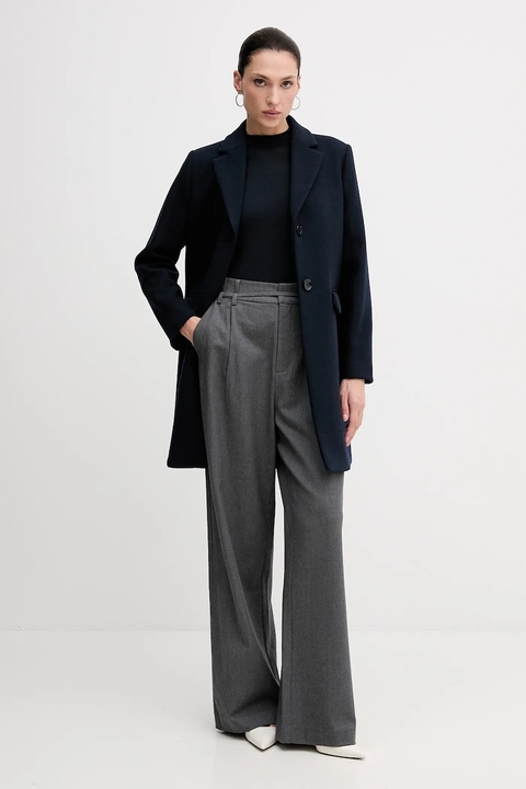 Sisley sweter z dodatkiem wełny damski kolor granatowy z półgolfem 11BAM105P - zdjęcie produktu nr 2