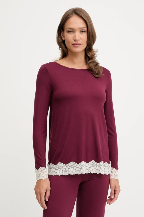 United Colors of Benetton longsleeve piżamowy kolor bordowy 3Z123M07X - zdjęcie produktu nr 1