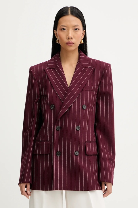 MAX&Co. marynarka z dodatkiem wełny kolor bordowy oversize wzorzysta 2528046042200 - zdjęcie produktu nr 2
