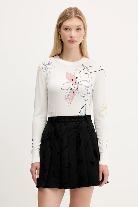 Desigual sweter ARTY damski kolor beżowy lekki 25WWJF33 - zdjęcie produktu nr 1