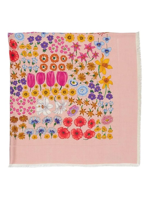 Gucci floral-print fringed shawl - Pink - zdjęcie produktu nr 1
