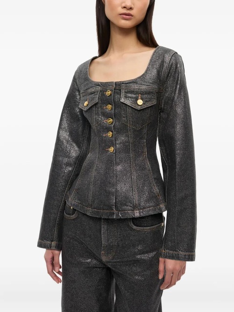 GANNI square-neck denim jacket - Black - zdjęcie produktu nr 2
