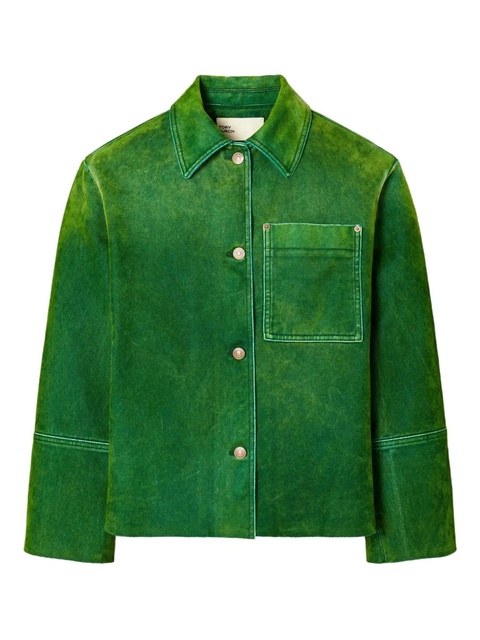 Tory Burch button-fastening patch-pocket denim jacket - Green - zdjęcie produktu nr 1