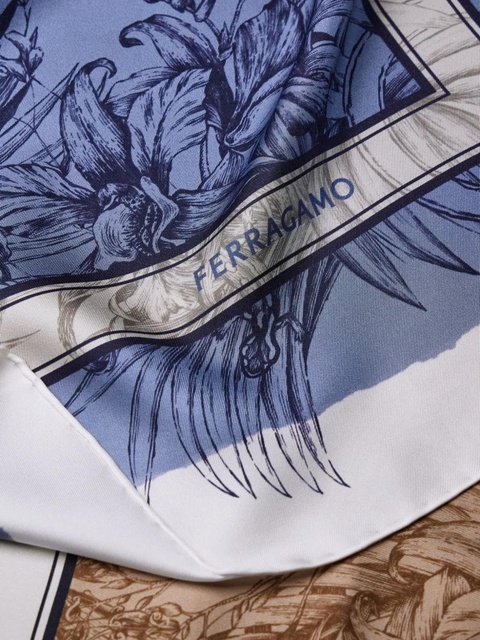 Ferragamo floral-print silk scarf - Blue - zdjęcie produktu nr 2