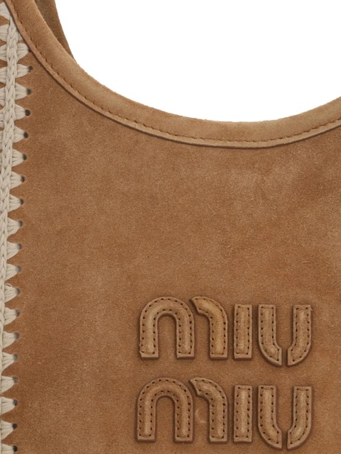 Miu Miu Miu Miu Ivy Suede Crochet Patchwork Tote - Brown - zdjęcie produktu nr 2