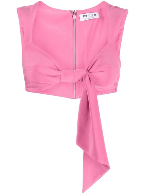 The Attico knot-detail cropped top - Pink - zdjęcie produktu nr 1