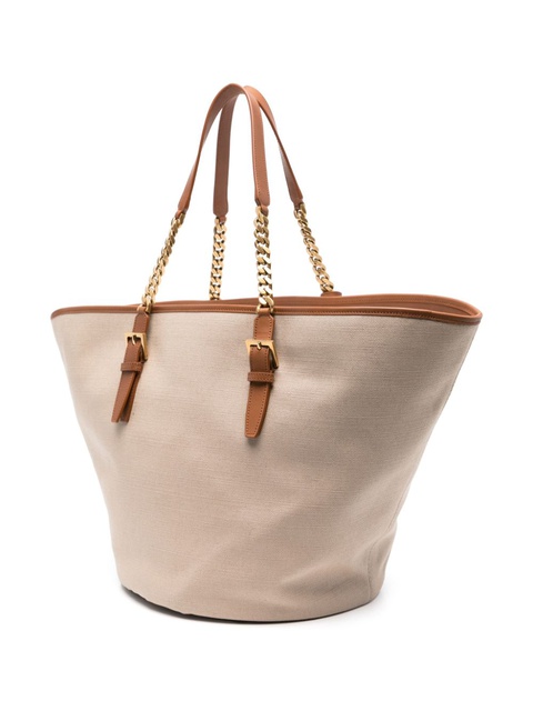 Saint Laurent Cassandre-tag canvas tote bag - Neutrals - zdjęcie produktu nr 2