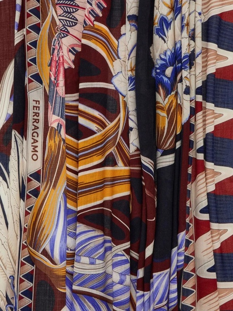 Ferragamo floral-print fringed scarf - Blue - zdjęcie produktu nr 2