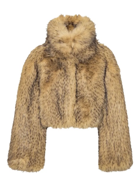 ROTATE BIRGER CHRISTENSEN high-neck cropped faux-fur jacket - Brown - zdjęcie produktu nr 1