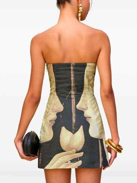 Cult Gaia portrait-print strapless mini dress - Grey - zdjęcie produktu nr 2
