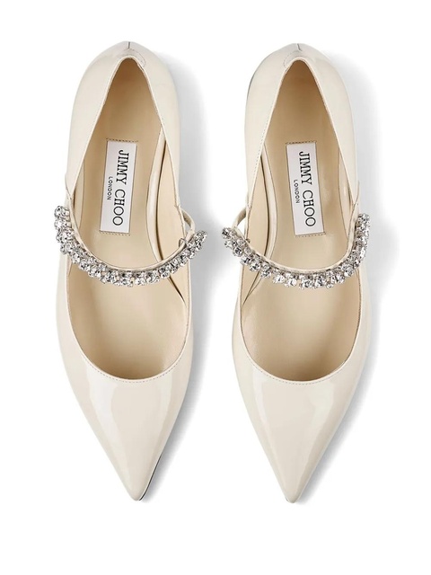 Jimmy Choo Bing crystal-strap ballerina shoes - Neutrals - zdjęcie produktu nr 2