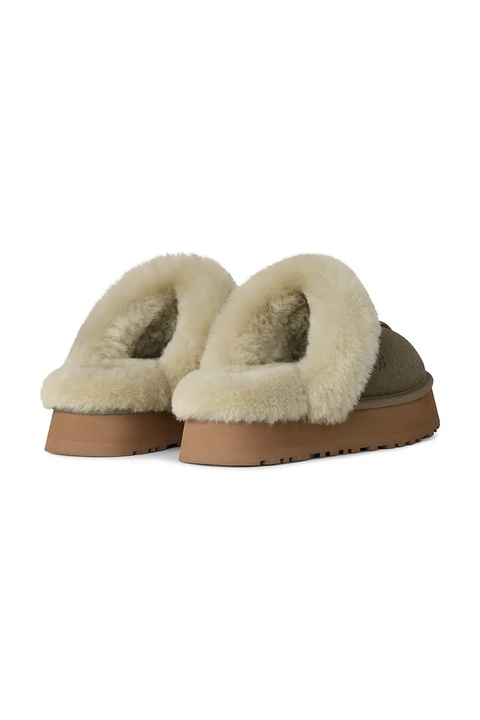 UGG kapcie zamszowe Disquette kolor zielony 1122550.MRNM - zdjęcie produktu nr 2