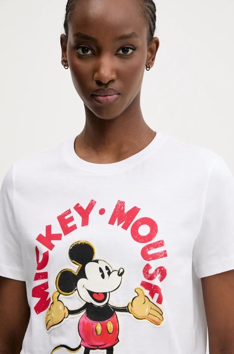 Desigual t-shirt bawełniany MICKEY MOUSE damski kolor biały 25SWTKAI - zdjęcie produktu nr 2
