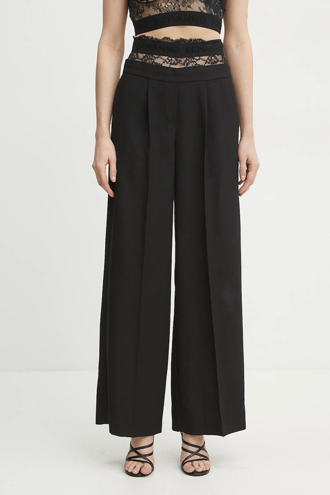 Ermanno Scervino spodnie damskie kolor czarny proste high waist 56TP057E22 - zdjęcie produktu nr 1