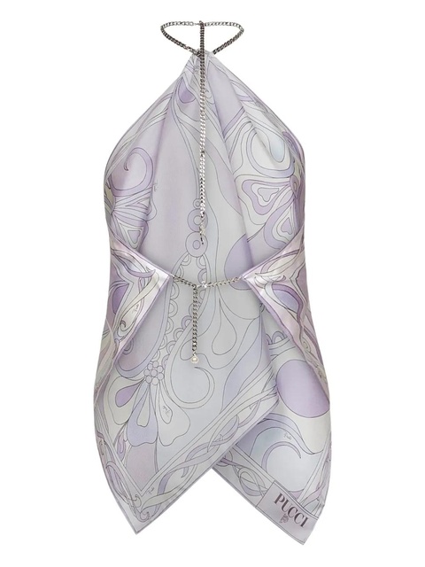 PUCCI chain-embellished Orchidee-print top - Purple - zdjęcie produktu nr 2