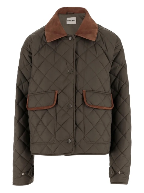 Miu Miu quilted suede-trimmed coat - Green - zdjęcie produktu nr 1