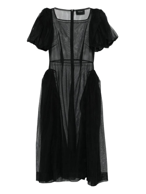 Simone Rocha puff-sleeve sheer dress - Black - zdjęcie produktu nr 1