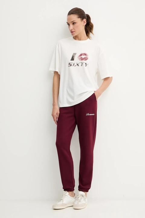 Miss Sixty t-shirt z domieszką lnu damski kolor beżowy 6S3SJ59200 - zdjęcie produktu nr 2