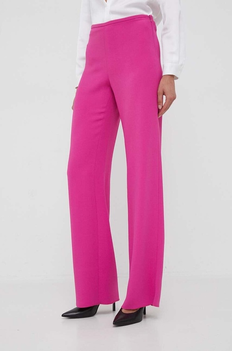 Emporio Armani spodnie damskie kolor różowy szerokie medium waist - zdjęcie produktu nr 2
