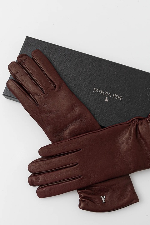 Patrizia Pepe rękawiczki skórzane damskie kolor bordowy 2F0105 L034 - zdjęcie produktu nr 2