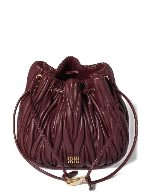Miu Miu pleated drawstring clutch bag - Red - zdjęcie produktu nr 1