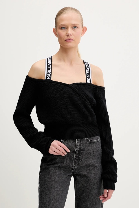 Karl Lagerfeld Jeans sweter z domieszką wełny damski kolor czarny ciepły A3W18009 - zdjęcie produktu nr 1