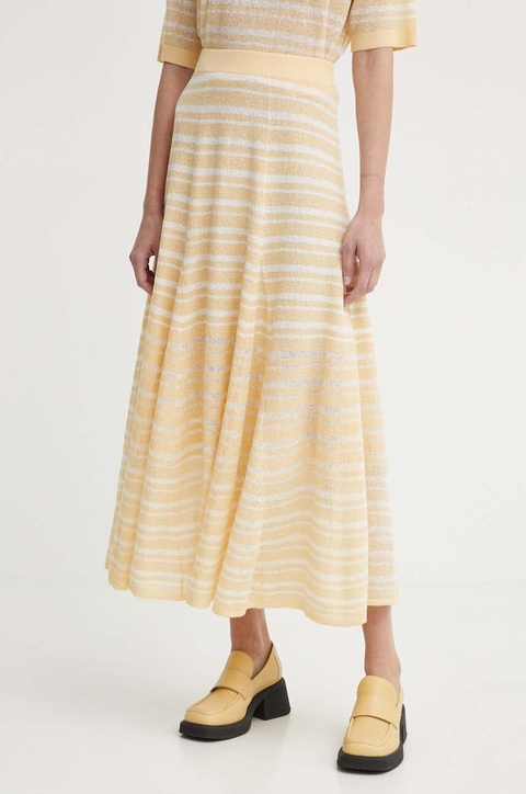 AERON spódnica z domieszką lnu THEO kolor pomarańczowy maxi rozkloszowana AW24SSSK216502 - zdjęcie produktu nr 2