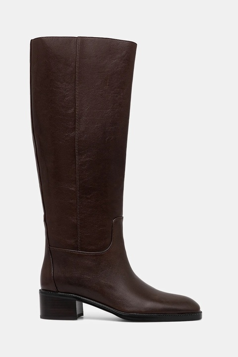 Jeffrey Campbell kozaki skórzane LADA damskie kolor brązowy na płaskim obcasie U321-N01-005 - zdjęcie produktu nr 2