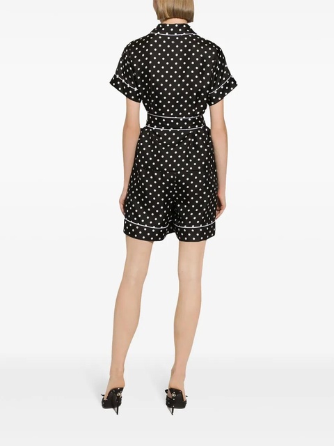 Dolce & Gabbana polka-dot silk twill shorts - Black - zdjęcie produktu nr 2
